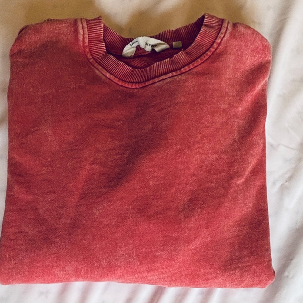 Anthropologie Falling Forward Red Sweatshirt Women’s XS Chunky College Acid Wash - Picture 9 of 9